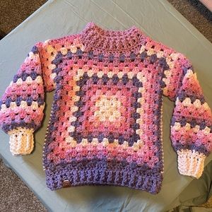 Hand crocheted granny square sweater